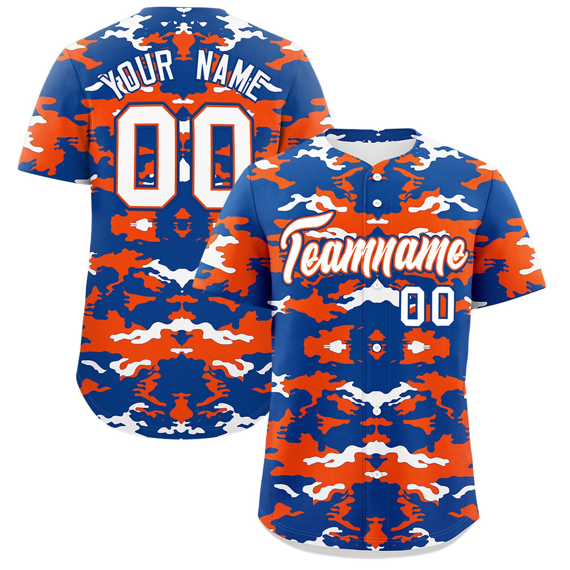 Custom Royal Orange-White Personalized Camo Design Authentic Baseball Jersey