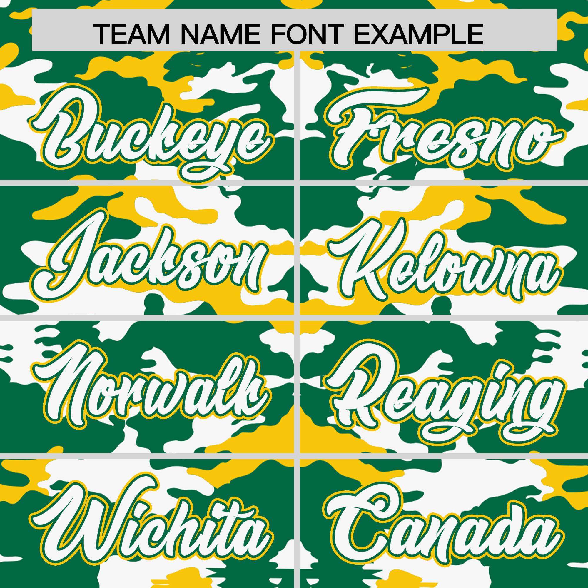 Custom Kelly Green Gold-White Personalized Camo Design Authentic Baseball Jersey