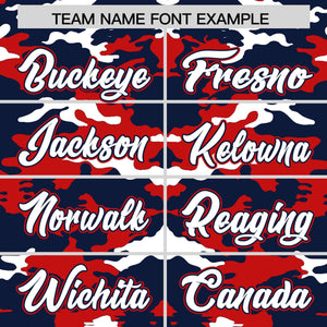 Custom Navy Red-White Personalized Camo Design Authentic Baseball Jersey