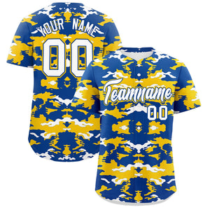 Custom Royal Gold-White Personalized Camo Design Authentic Baseball Jersey