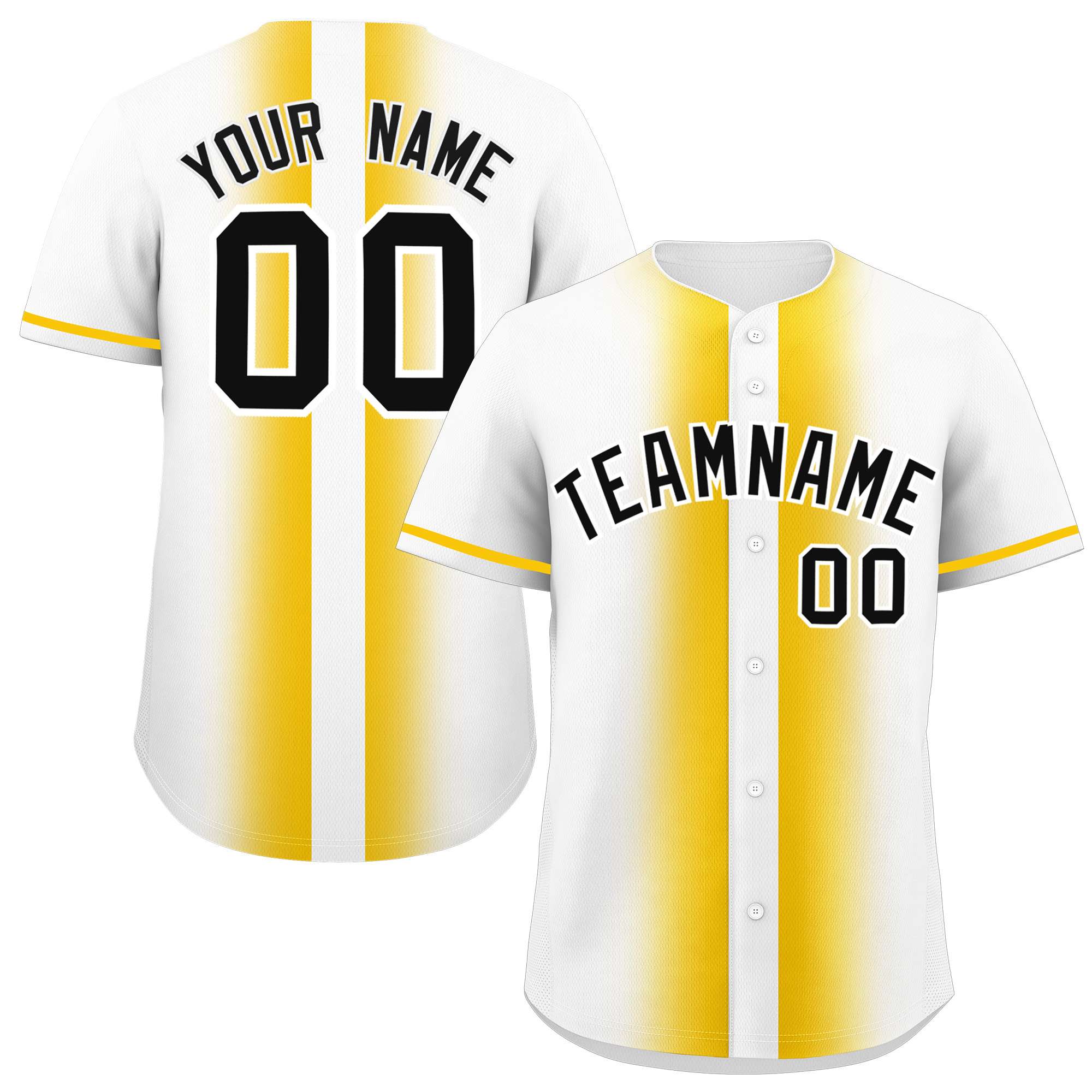 Custom White Gold Lapel Gradient Fashion Authentic Baseball Jersey