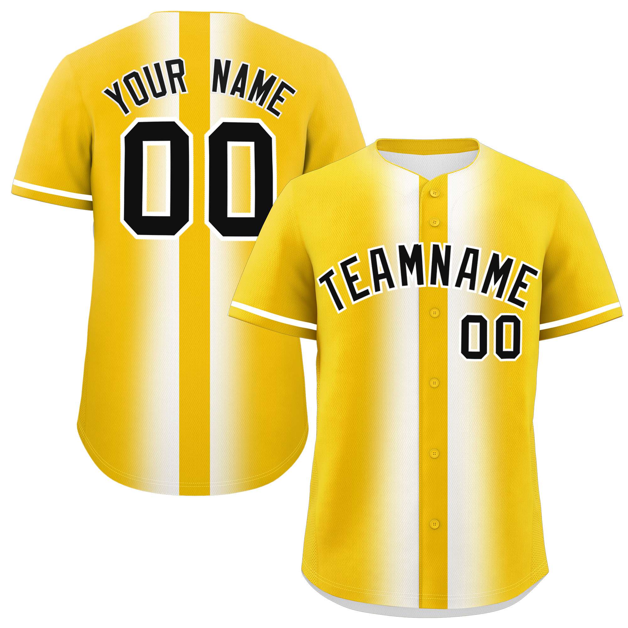 Custom Gold White Lapel Gradient Fashion Authentic Baseball Jersey