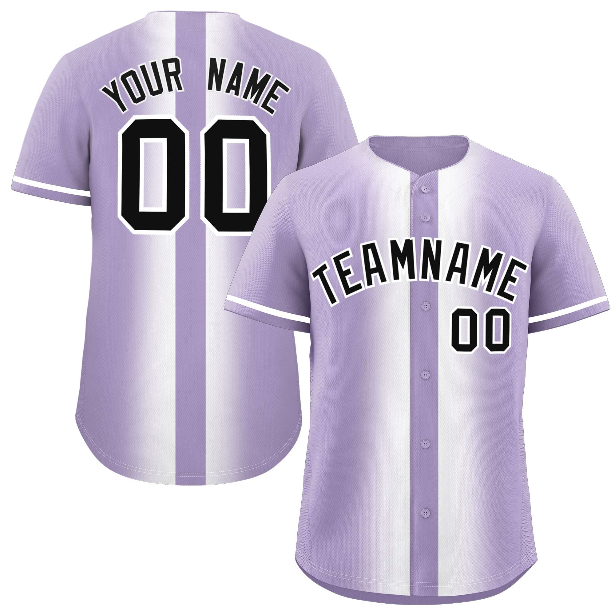 Custom Light Purple White Lapel Gradient Fashion Authentic Baseball Jersey