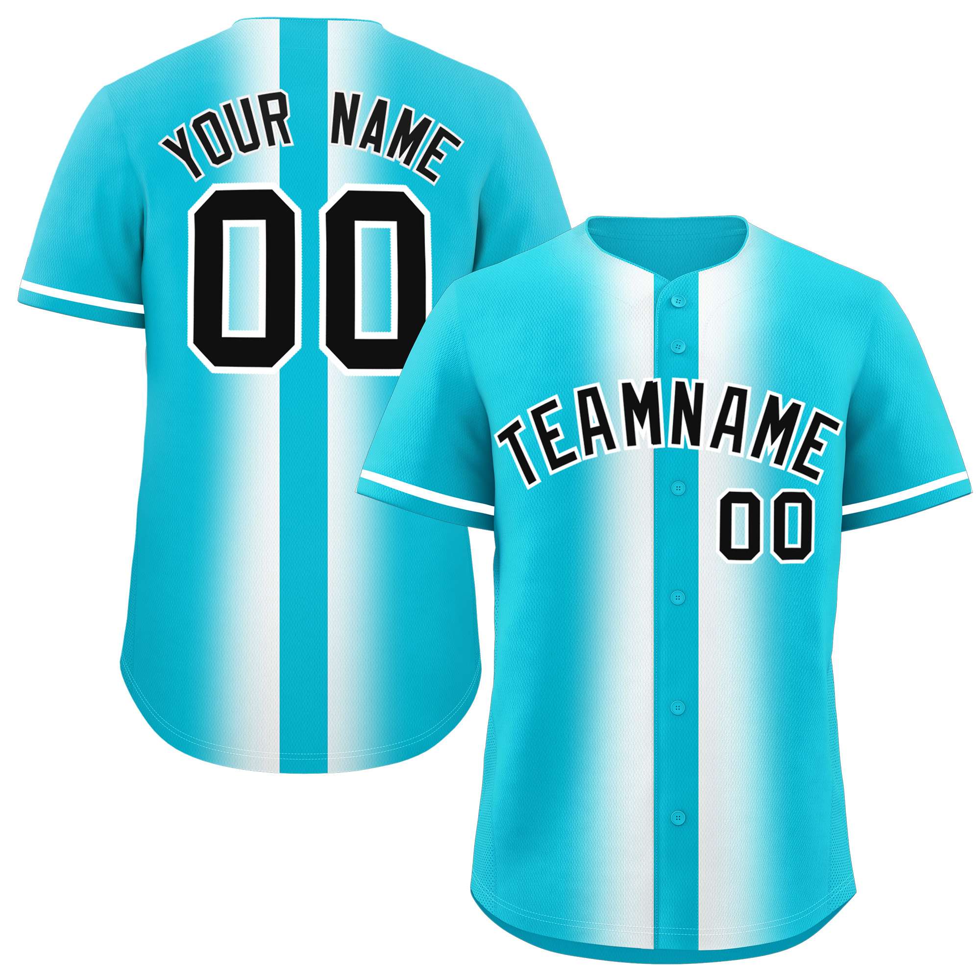 Custom Sky Blue White Lapel Gradient Fashion Authentic Baseball Jersey