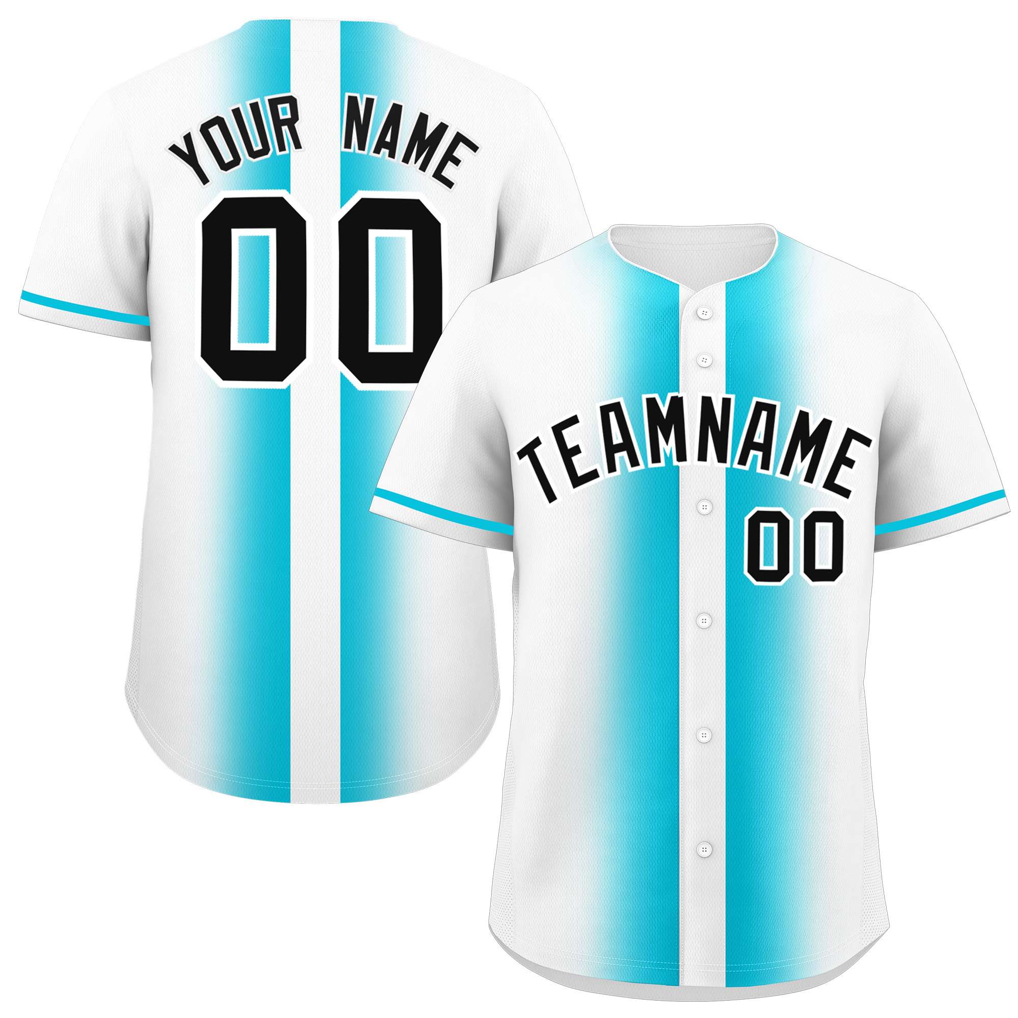 Custom White Sky Blue Lapel Gradient Fashion Authentic Baseball Jersey