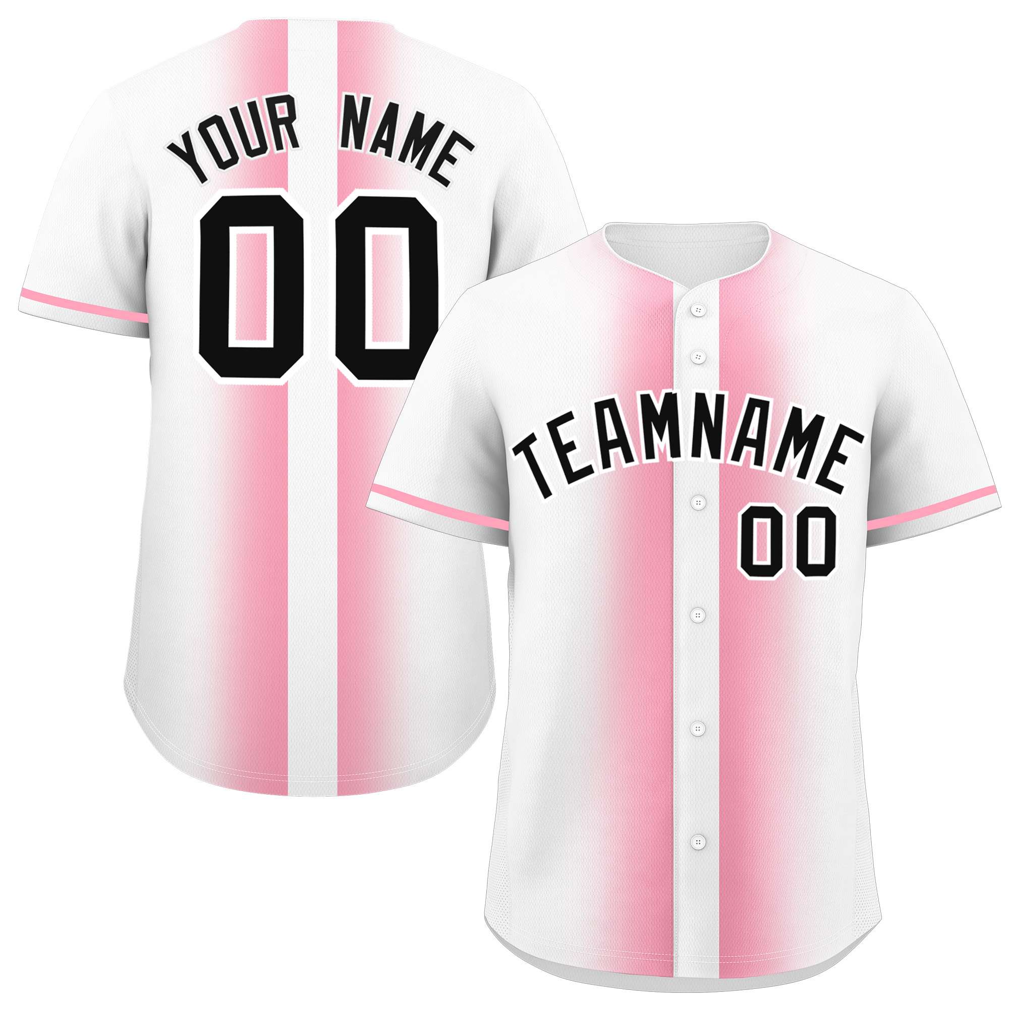 Custom White Light Pink Lapel Gradient Fashion Authentic Baseball Jersey