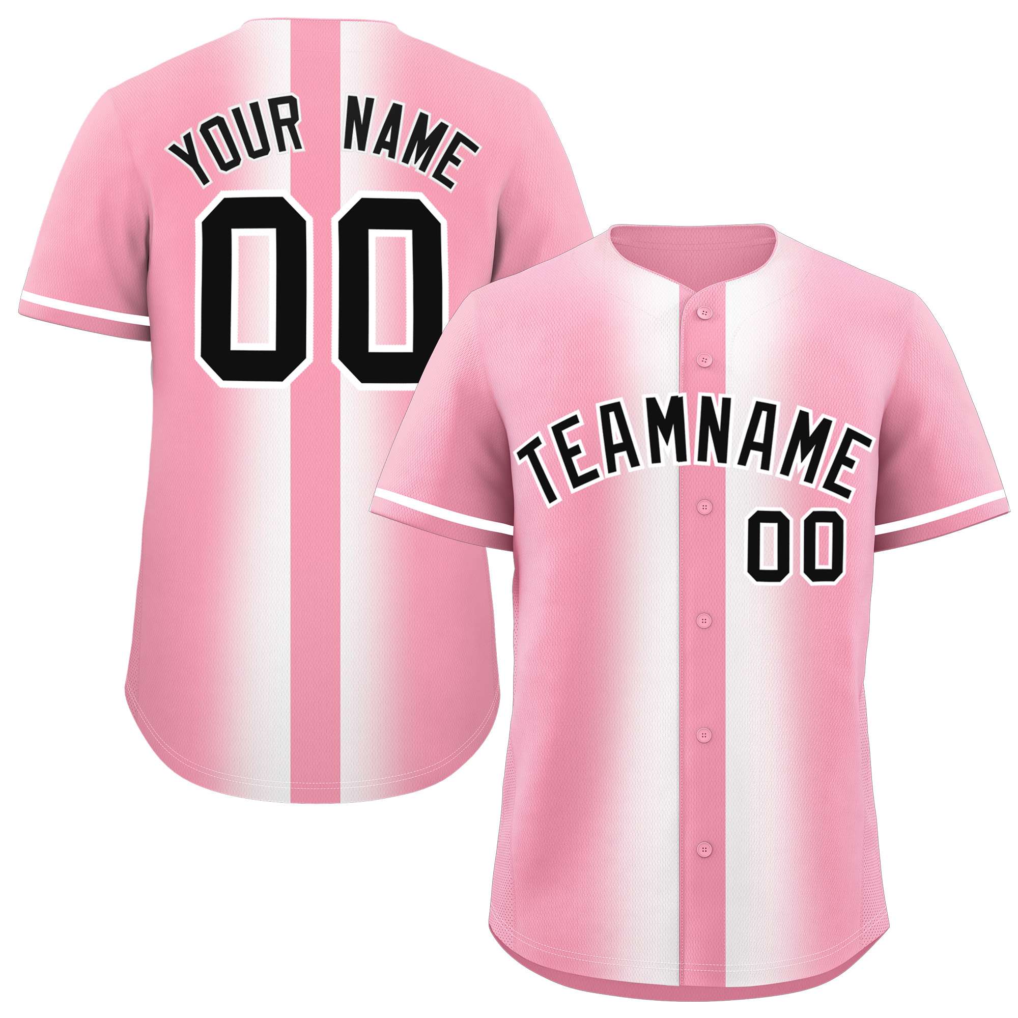 Custom Light Pink White Lapel Gradient Fashion Authentic Baseball Jersey