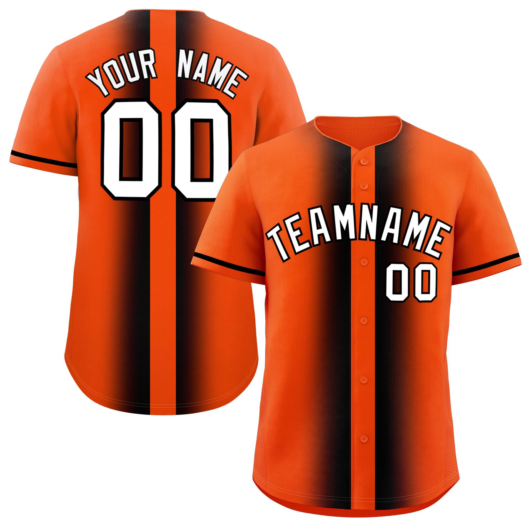 Custom Orange Black Lapel Gradient Fashion Authentic Baseball Jersey