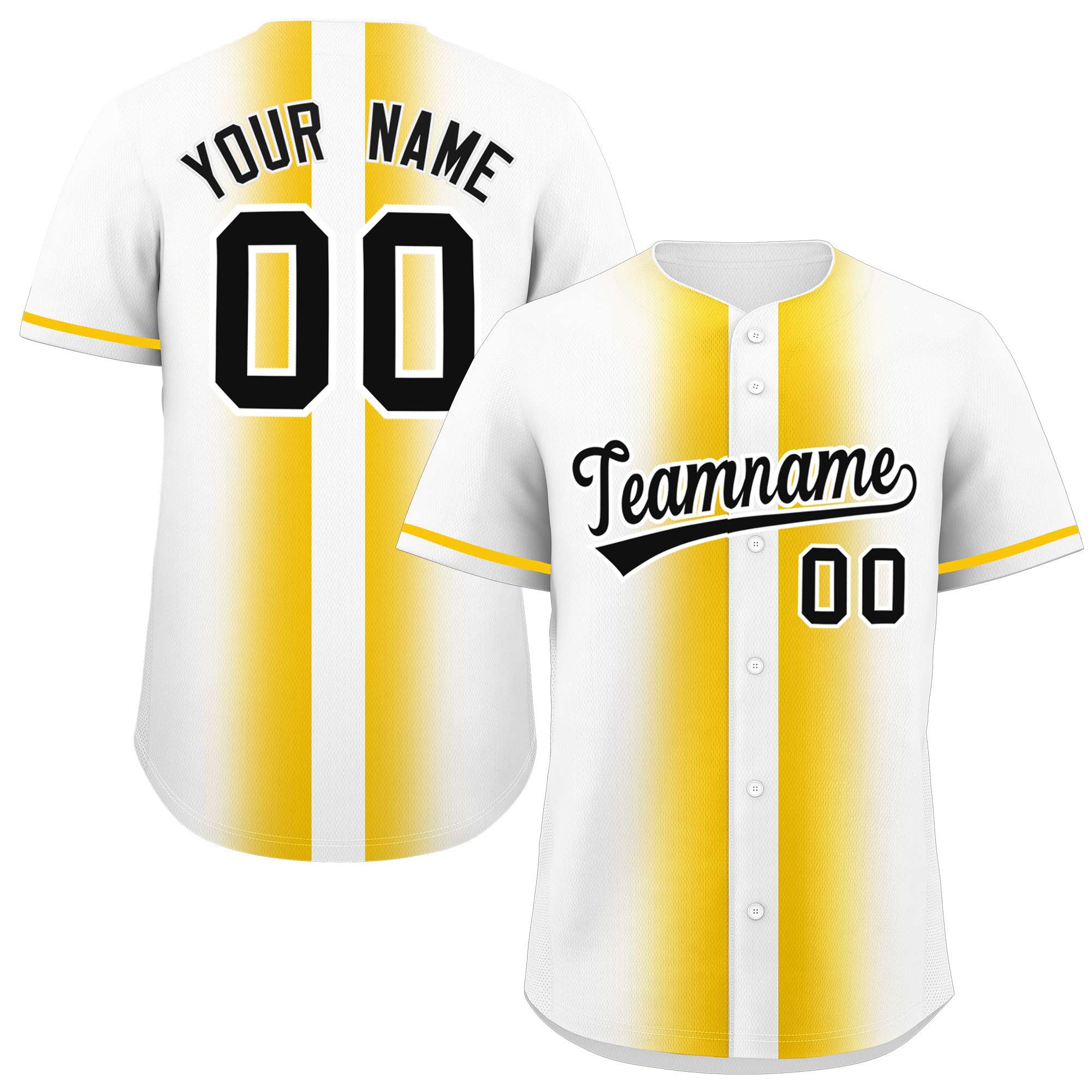 Custom White Gold Lapel Gradient Fashion Authentic Baseball Jersey