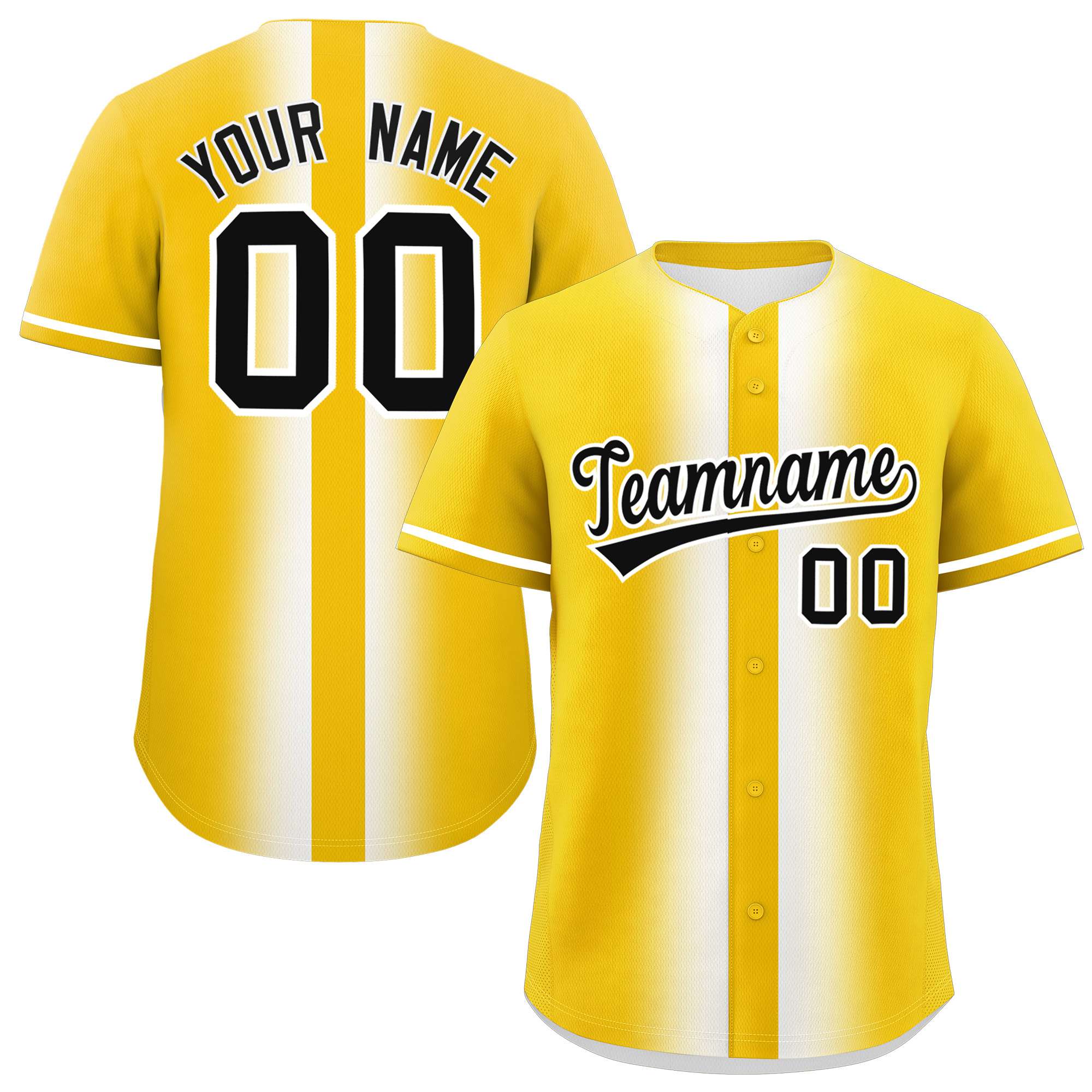 Custom Gold White Lapel Gradient Fashion Authentic Baseball Jersey