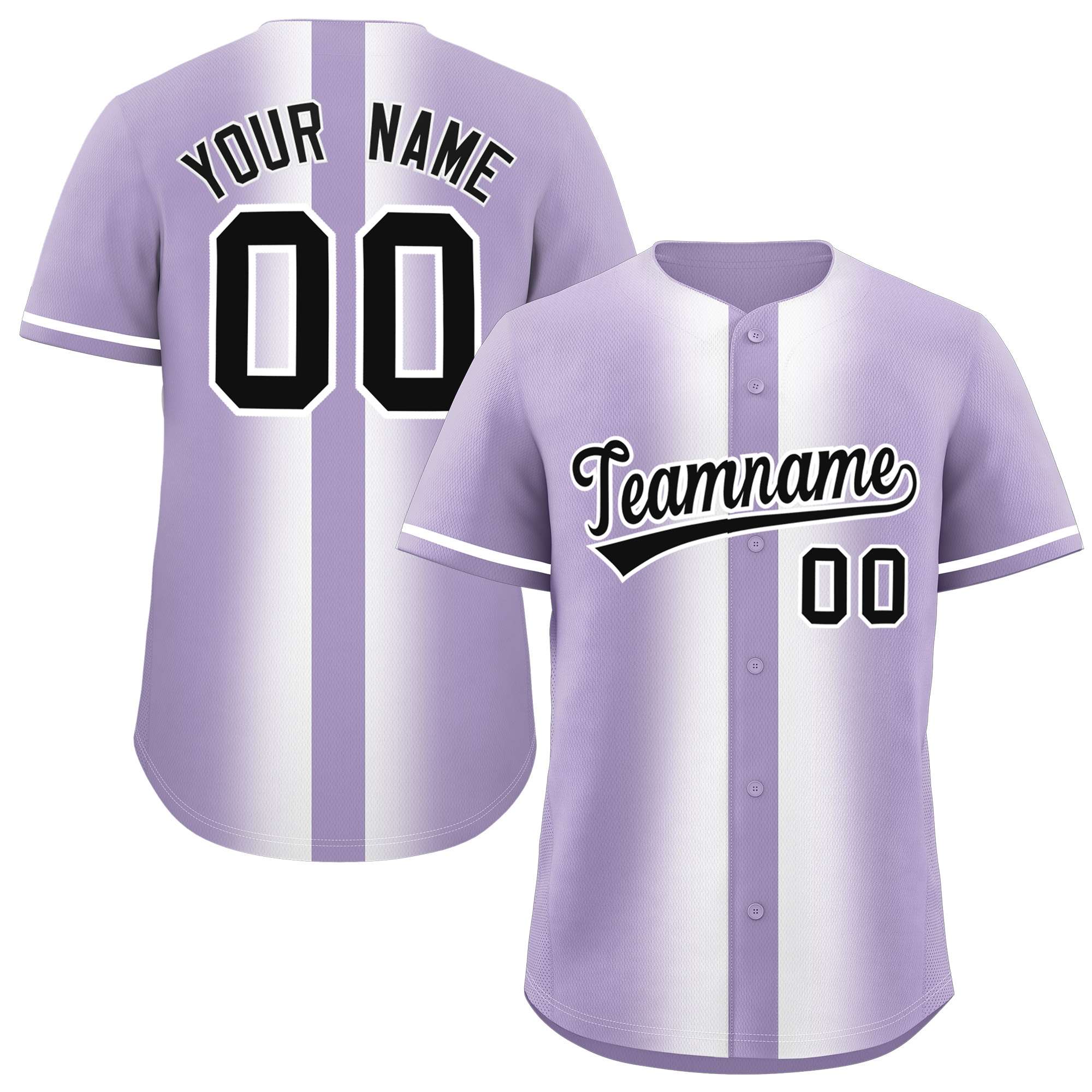 Custom Light Purple White Lapel Gradient Fashion Authentic Baseball Jersey