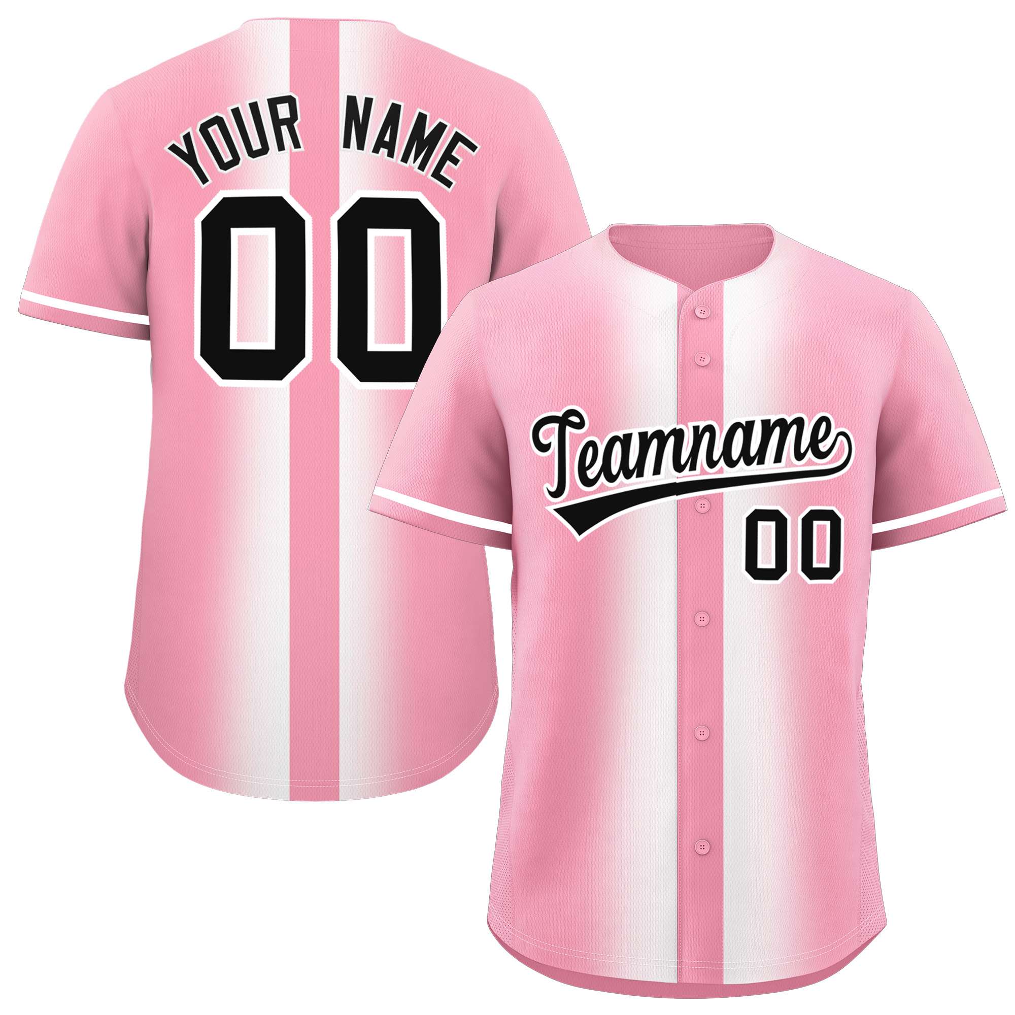 Custom Light Pink White Lapel Gradient Fashion Authentic Baseball Jersey