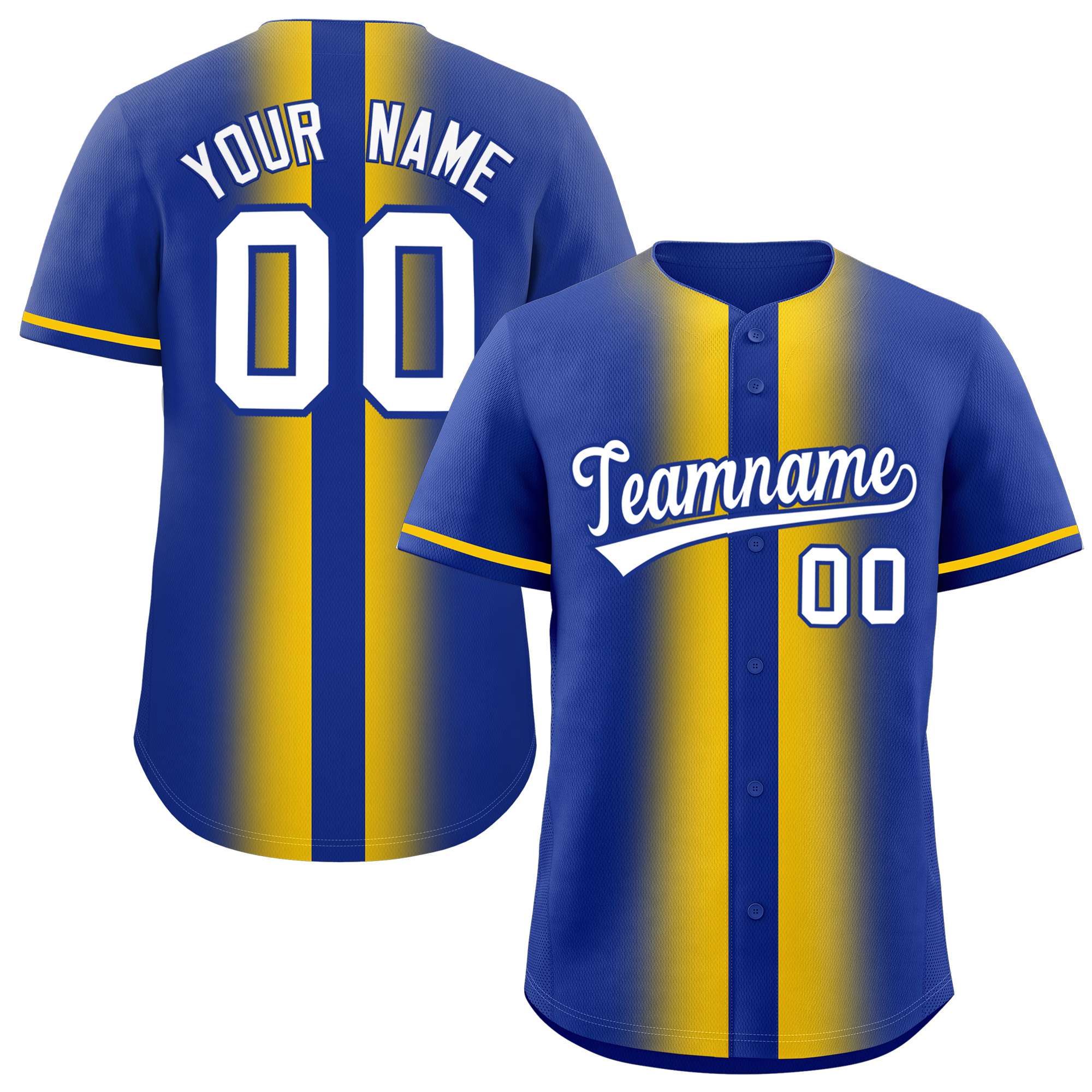 Custom Royal Gold Lapel Gradient Fashion Authentic Baseball Jersey