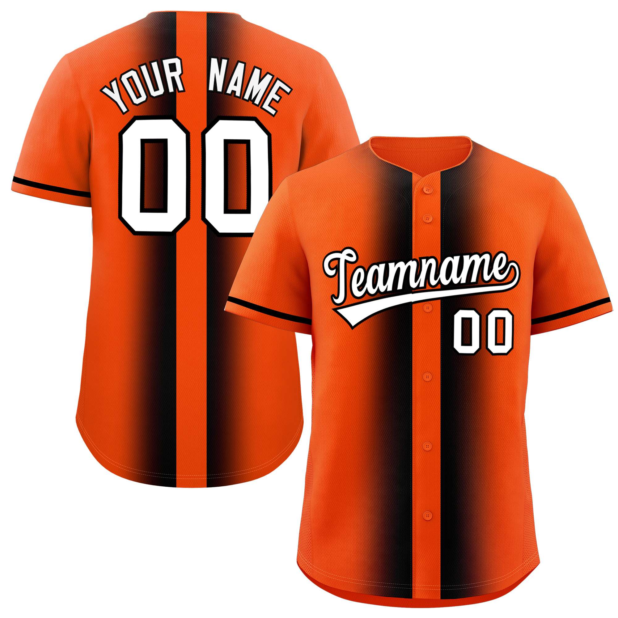 Custom Orange Black Lapel Gradient Fashion Authentic Baseball Jersey