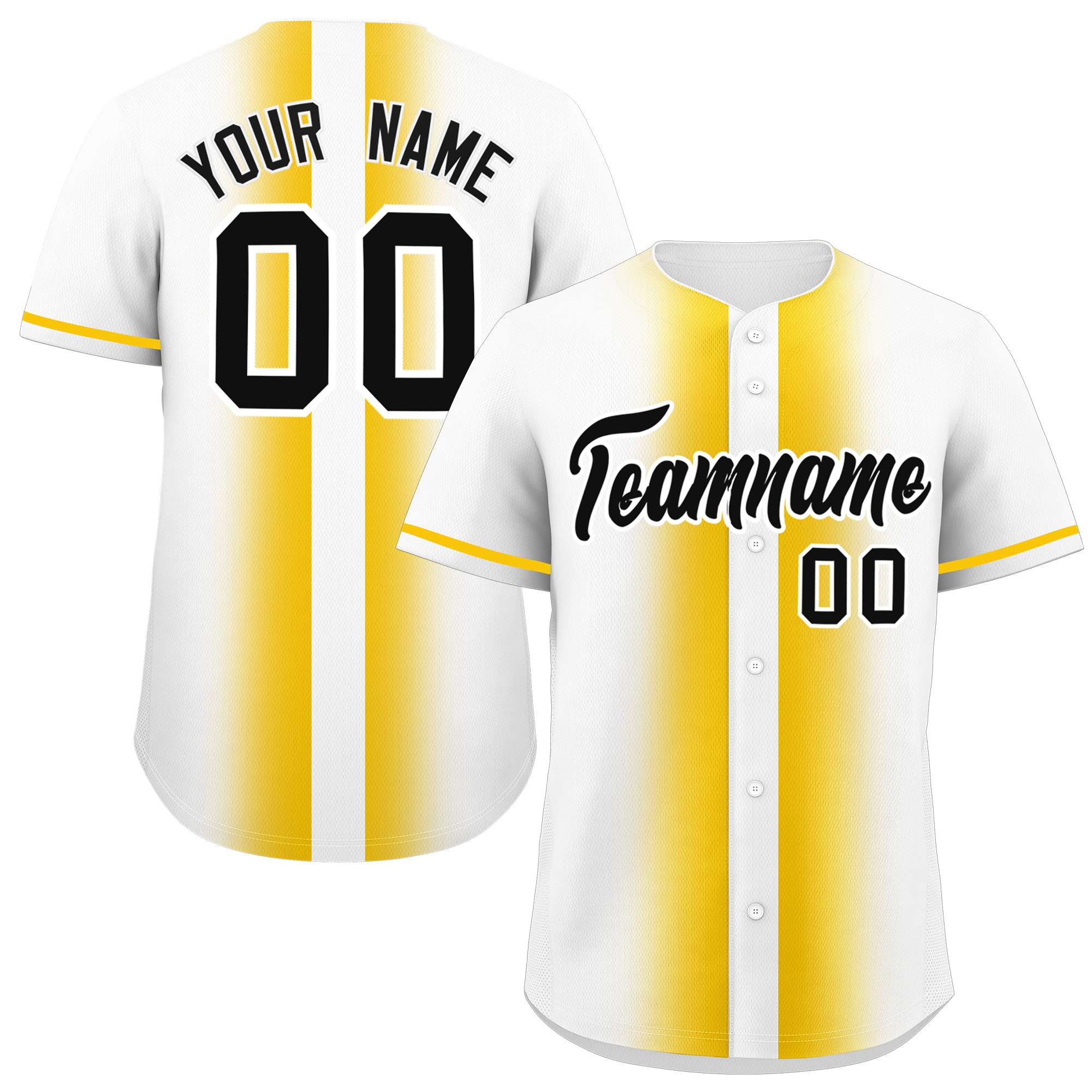 Custom White Gold Lapel Gradient Fashion Authentic Baseball Jersey