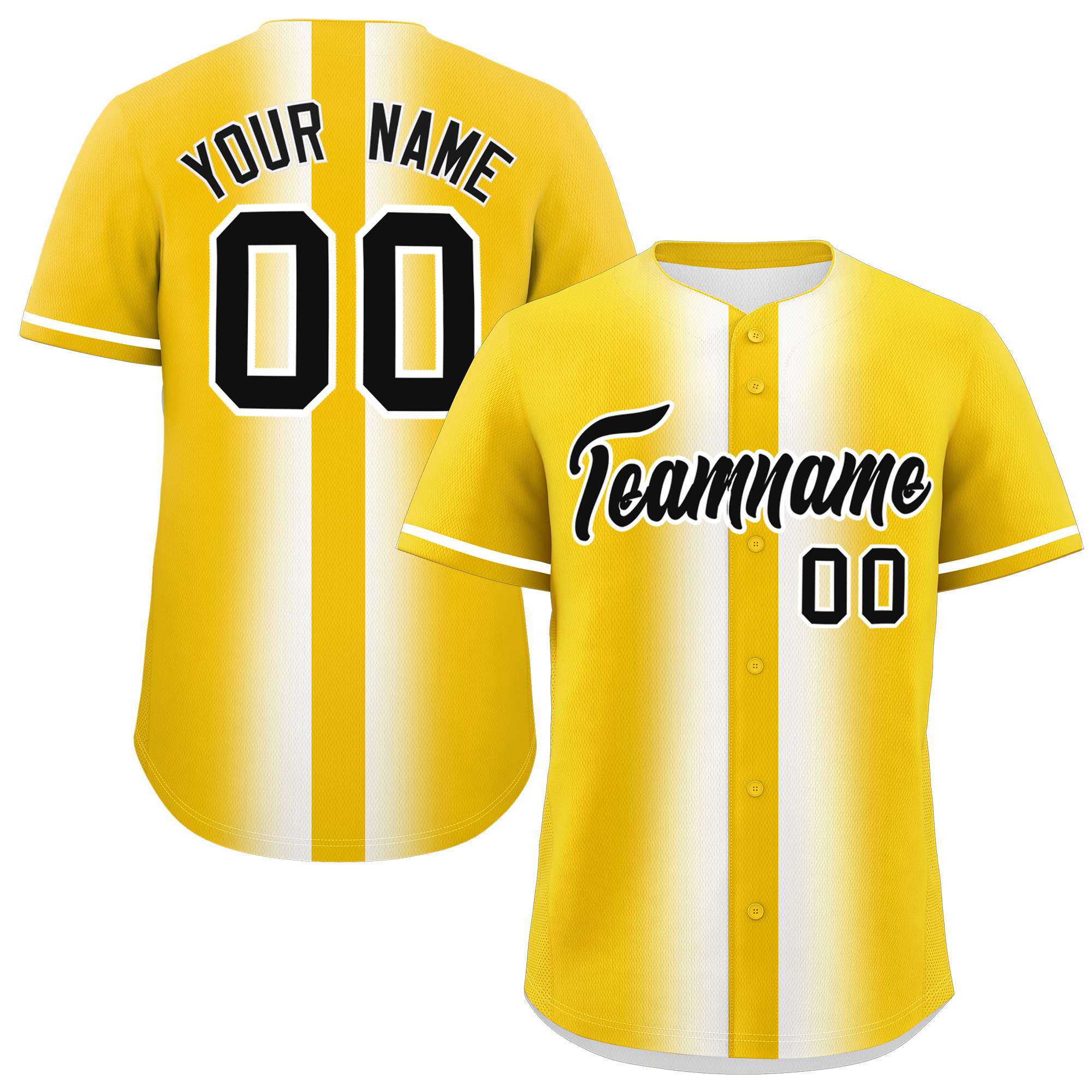 Custom Gold White Lapel Gradient Fashion Authentic Baseball Jersey