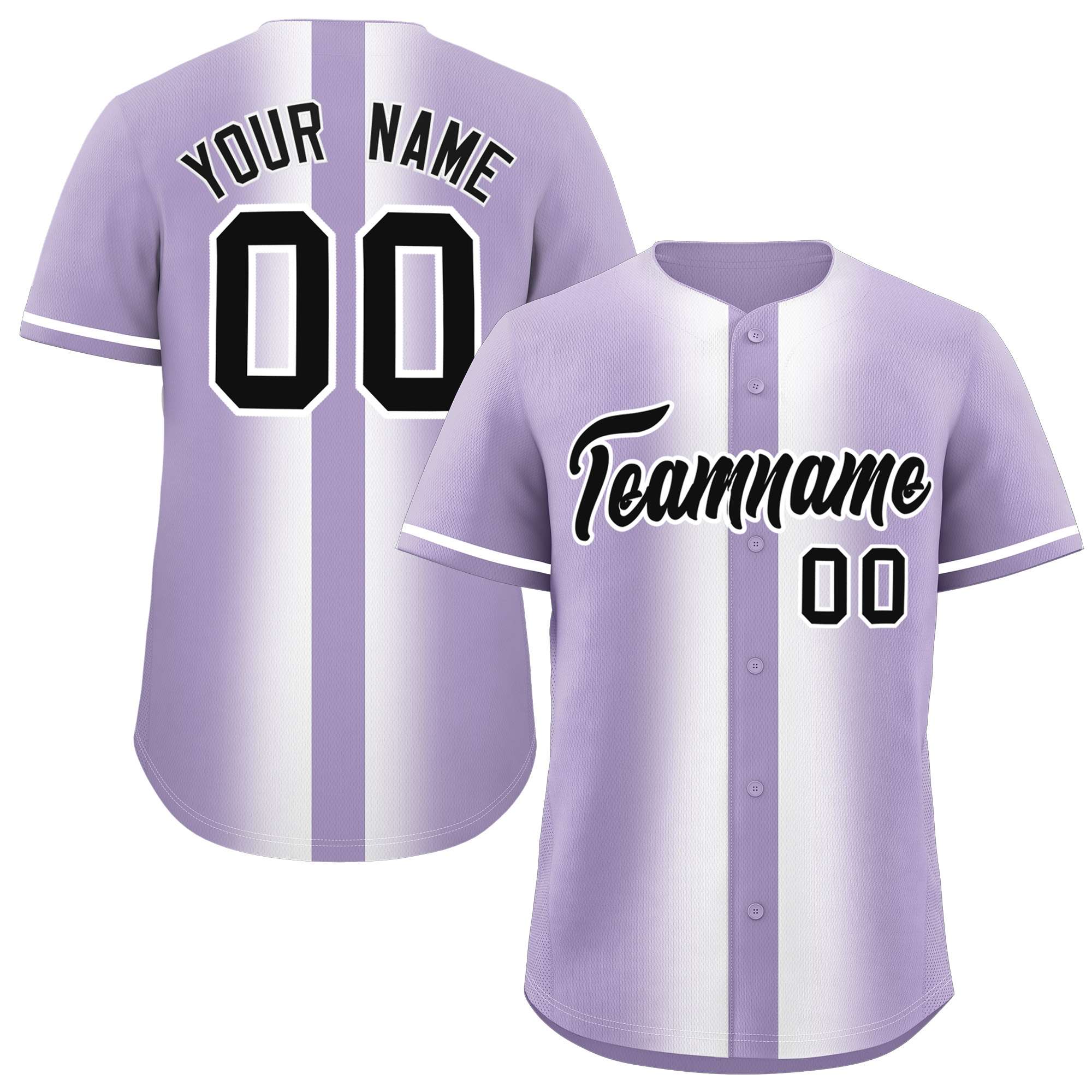 Custom Light Purple White Lapel Gradient Fashion Authentic Baseball Jersey