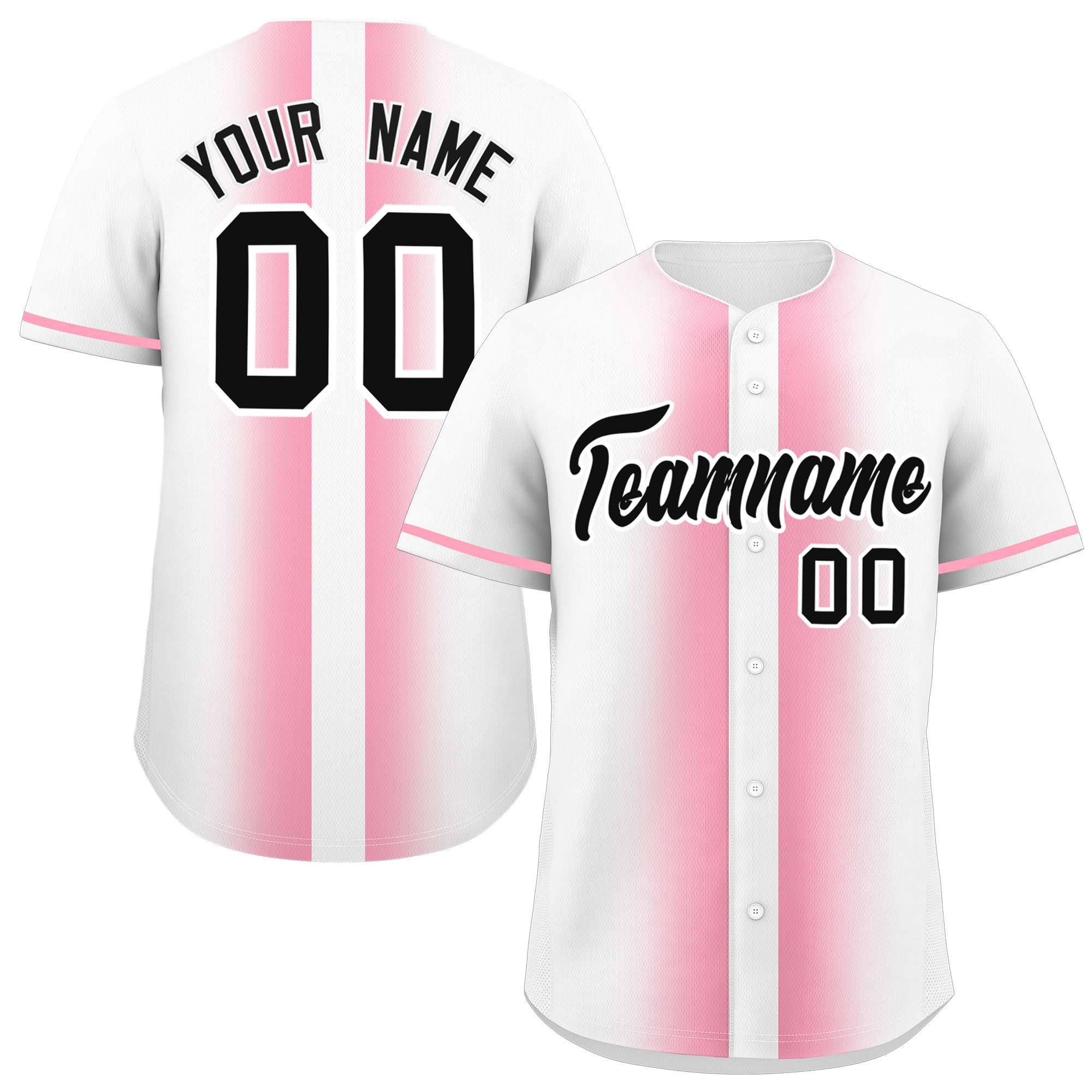 Custom White Light Pink Lapel Gradient Fashion Authentic Baseball Jersey