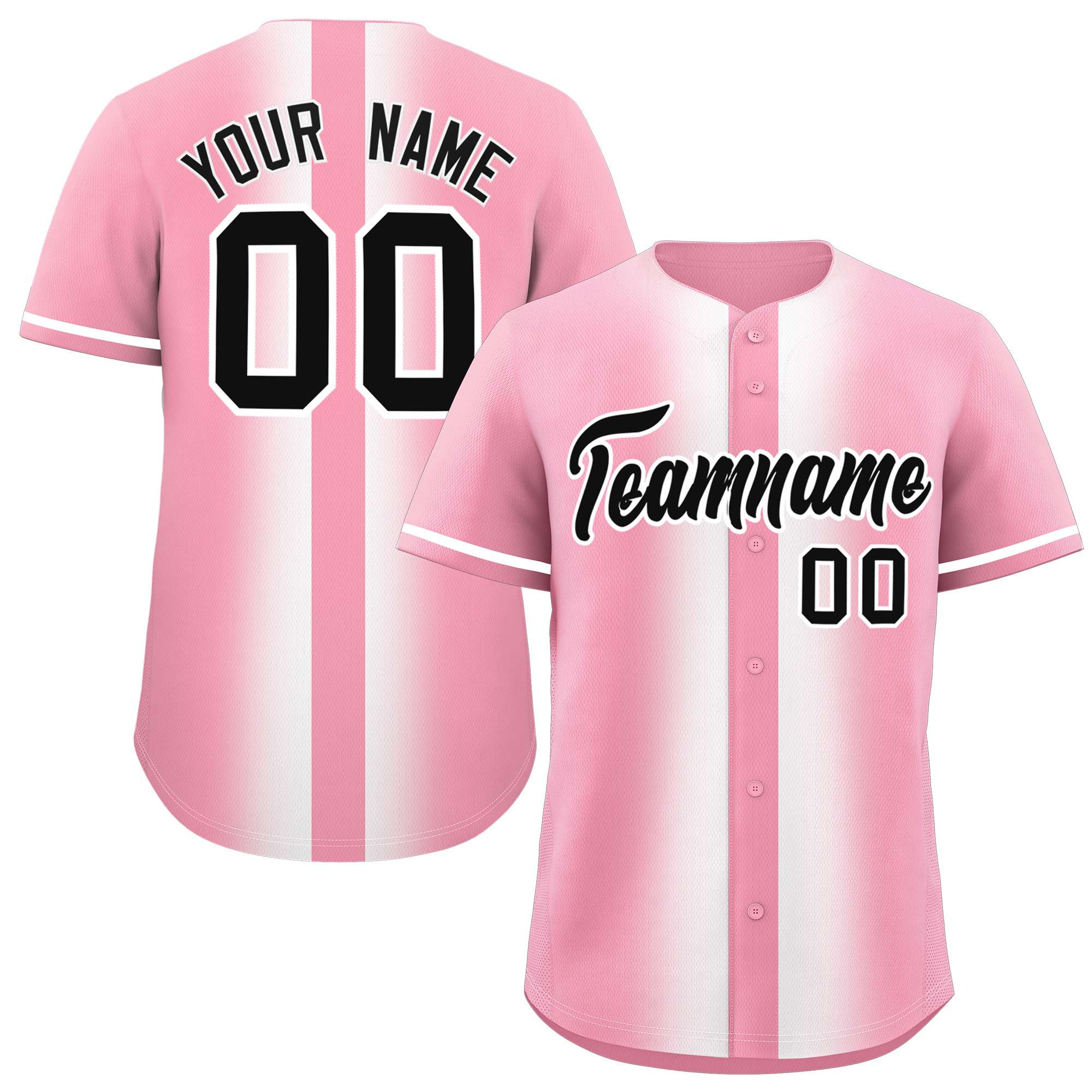 Custom Light Pink White Lapel Gradient Fashion Authentic Baseball Jersey