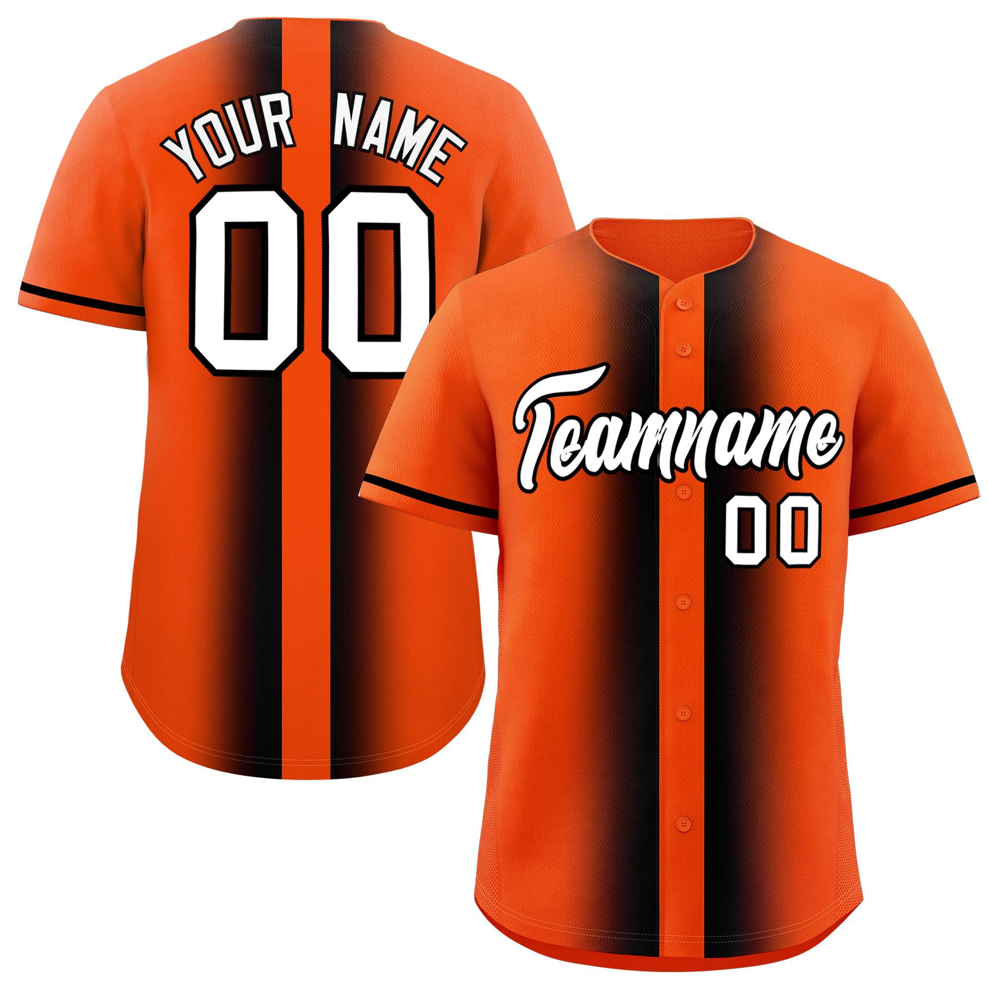 Custom Orange Black Lapel Gradient Fashion Authentic Baseball Jersey