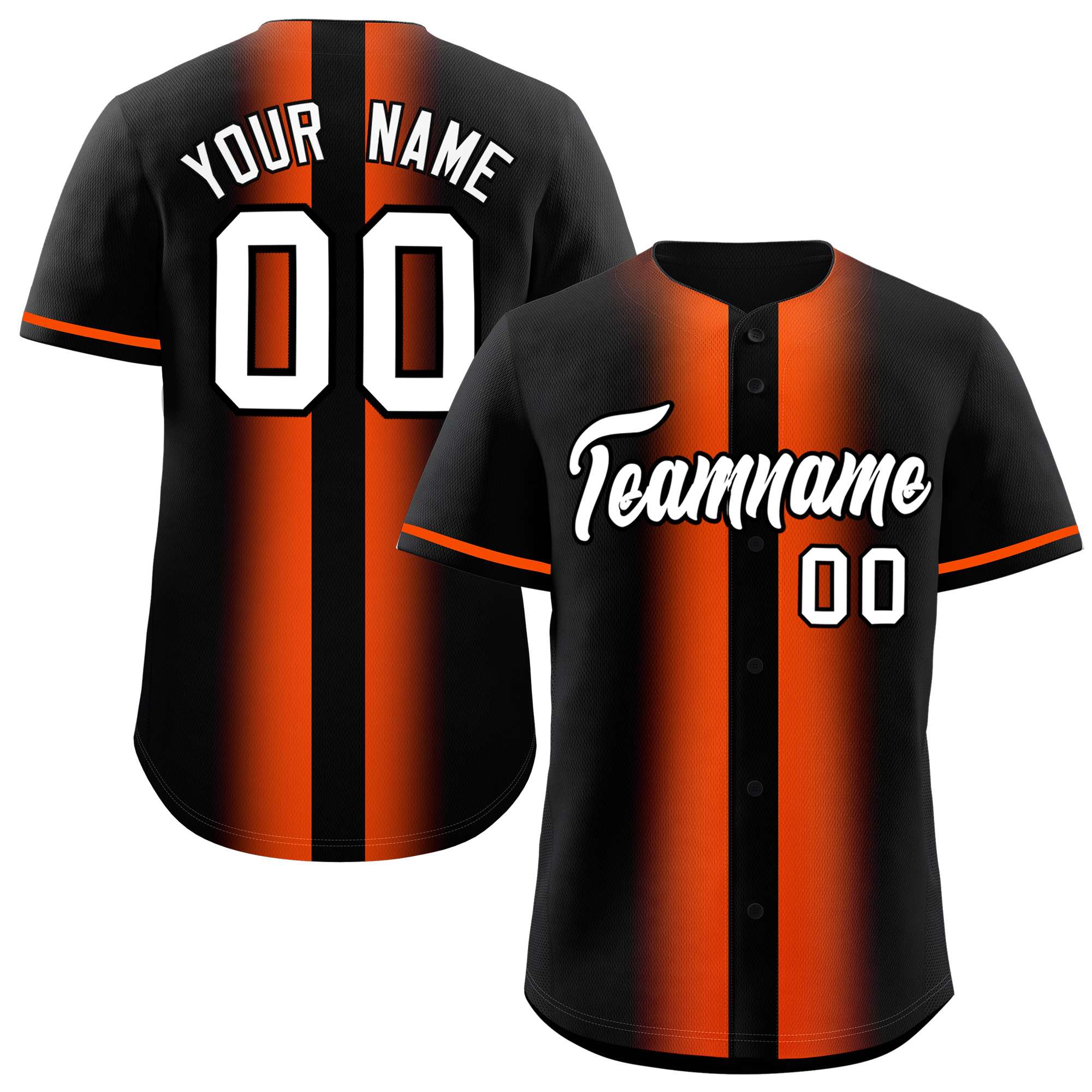 Custom Black Orange Lapel Gradient Fashion Authentic Baseball Jersey