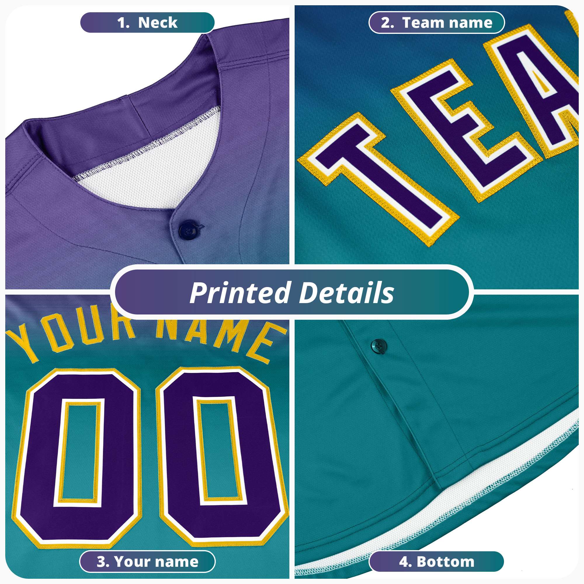 Custom Orange Kelly Green Lapel Gradient Fashion Authentic Baseball Jersey