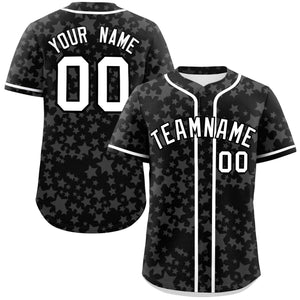 Custom Black White Personalized Star Graffiti Pattern Authentic Baseball Jersey