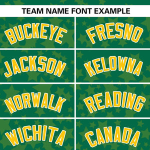 Custom Kelly Green Gold Personalized Star Graffiti Pattern Authentic Baseball Jersey