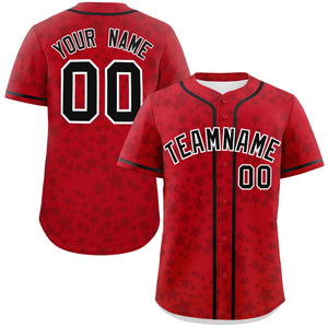 Custom Red Black Personalized Star Graffiti Pattern Authentic Baseball Jersey