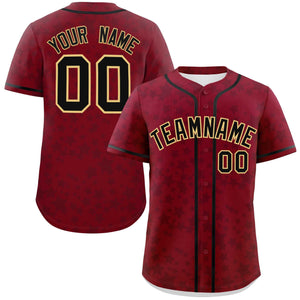 Custom Crimson Black Personalized Star Graffiti Pattern Authentic Baseball Jersey