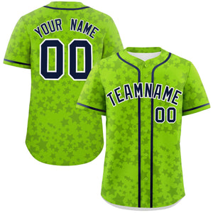 Custom Neon Green Navy Personalized Star Graffiti Pattern Authentic Baseball Jersey