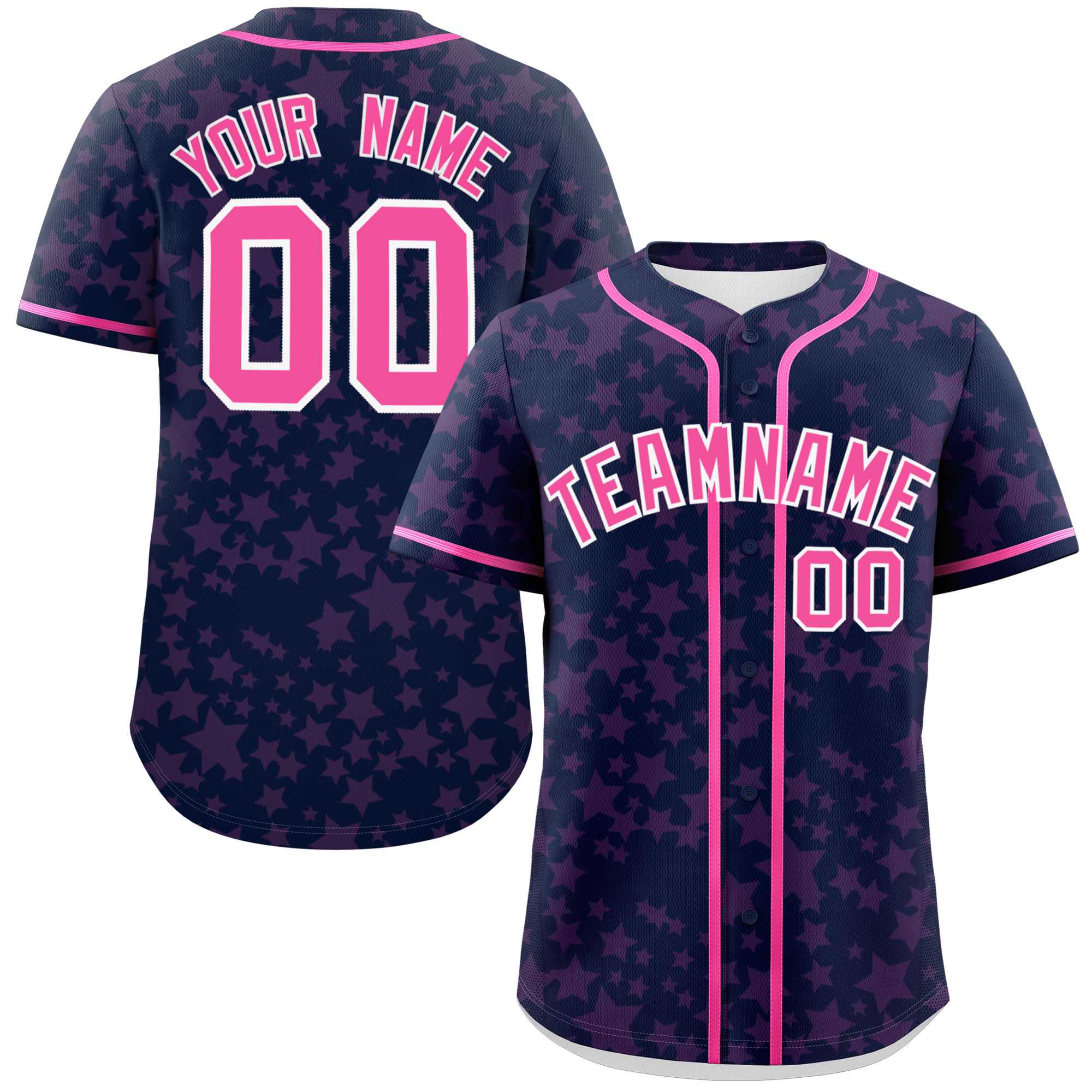 Custom Navy Pink Personalized Star Graffiti Pattern Authentic Baseball Jersey