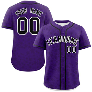 Custom Purple Black Personalized Star Graffiti Pattern Authentic Baseball Jersey