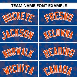 Custom Royal Orange Personalized Star Graffiti Pattern Authentic Baseball Jersey