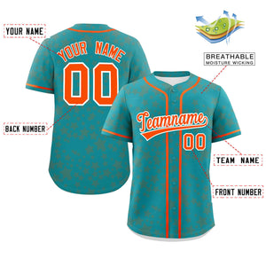 Custom Aqua Orange Personalized Star Graffiti Pattern Authentic Baseball Jersey