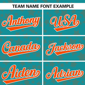 Custom Aqua Orange Personalized Star Graffiti Pattern Authentic Baseball Jersey