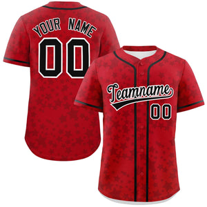 Custom Red Black Personalized Star Graffiti Pattern Authentic Baseball Jersey