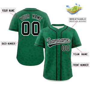 Custom Kelly Green Black Personalized Star Graffiti Pattern Authentic Baseball Jersey