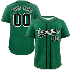 Custom Kelly Green Black Personalized Star Graffiti Pattern Authentic Baseball Jersey