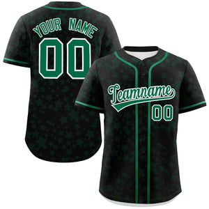 Custom Black Kelly Green Personalized Star Graffiti Pattern Authentic Baseball Jersey