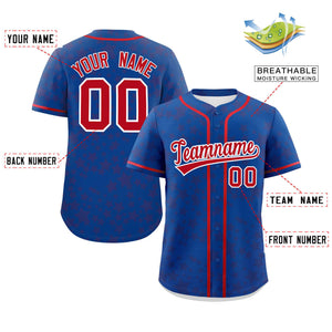 Custom Royal Red Personalized Star Graffiti Pattern Authentic Baseball Jersey