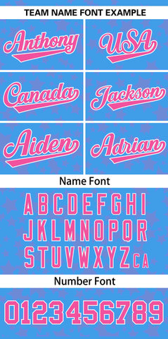 Custom Powder Blue Pink Personalized Star Graffiti Pattern Authentic Baseball Jersey