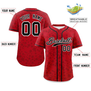 Custom Red Black Personalized Star Graffiti Pattern Authentic Baseball Jersey