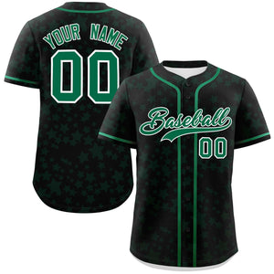 Custom Black Kelly Green Personalized Star Graffiti Pattern Authentic Baseball Jersey