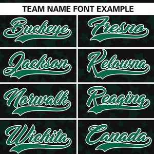 Custom Black Kelly Green Personalized Star Graffiti Pattern Authentic Baseball Jersey