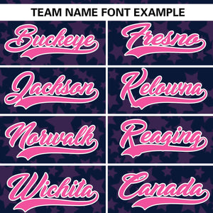 Custom Navy Pink Personalized Star Graffiti Pattern Authentic Baseball Jersey