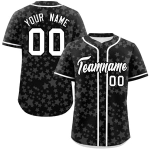 Custom Black White Personalized Star Graffiti Pattern Authentic Baseball Jersey