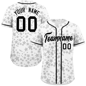 Custom White Black Personalized Star Graffiti Pattern Authentic Baseball Jersey