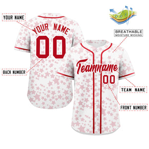 Custom White Red Personalized Star Graffiti Pattern Authentic Baseball Jersey