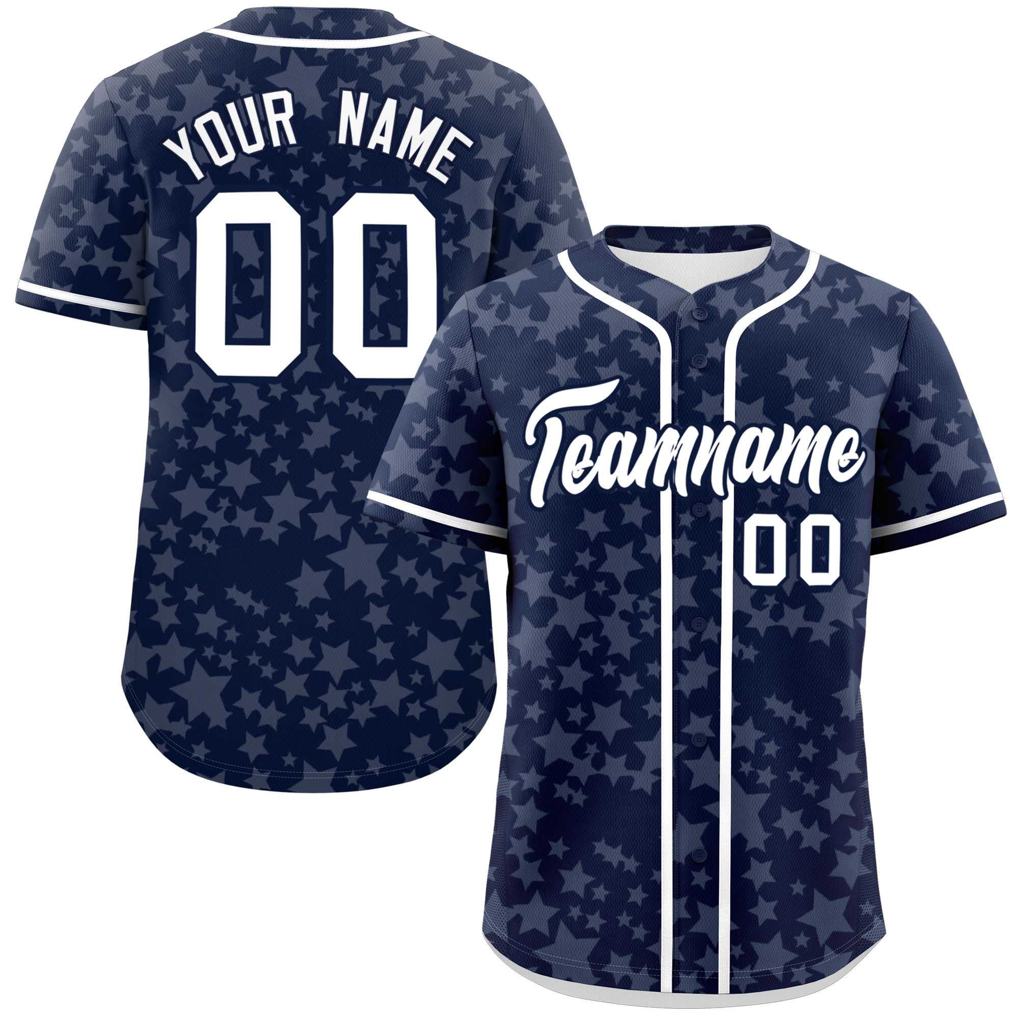 Custom Navy White Personalized Star Graffiti Pattern Authentic Baseball Jersey